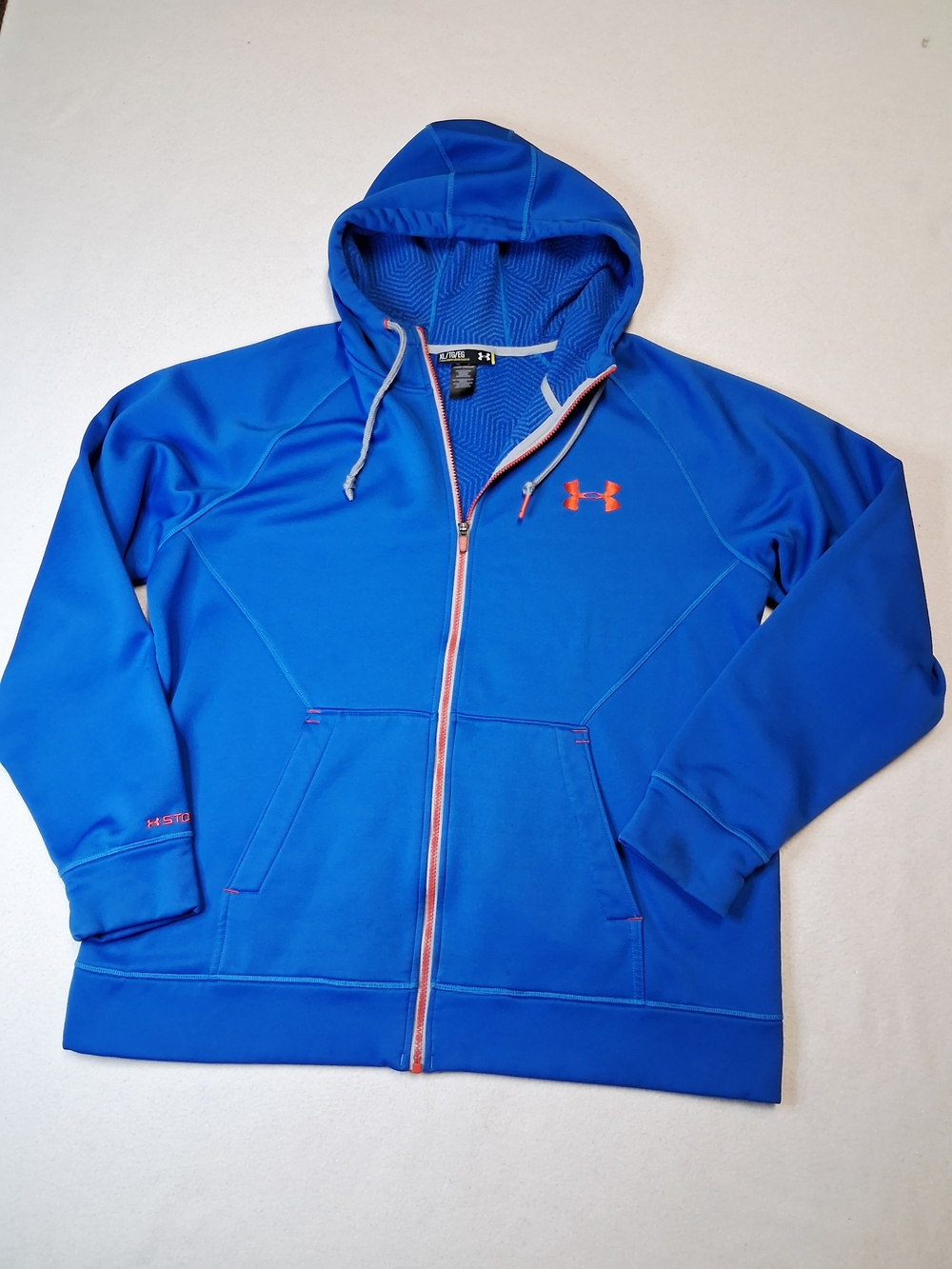 Under Armour Blue Zip-Up Hoodie with Orange Logo